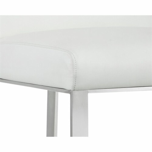 Sunpan Dean 26  Modern Leather Counter Stool in Stainless Steel/Cantina White Perspective: front