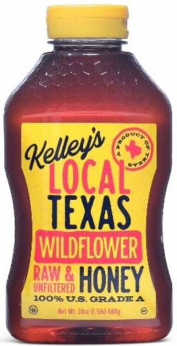 Kelley's Local Texas Raw & Unfiltered Wildflower Honey Perspective: front