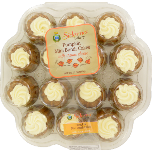 Siderno Bakery Pumpkin Mini Bundt Cakes with Cream Cheese Frosting Perspective: front