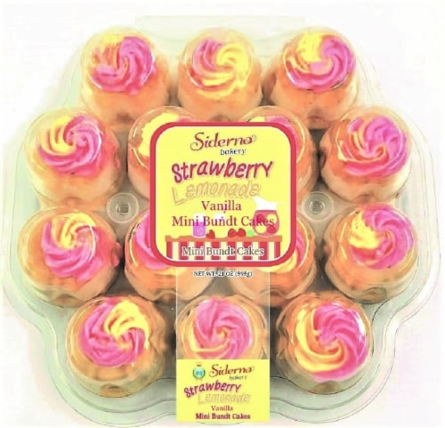 Siderno Bakery Strawberry Lemonade Vanilla Mini Bundt Cakes Perspective: front