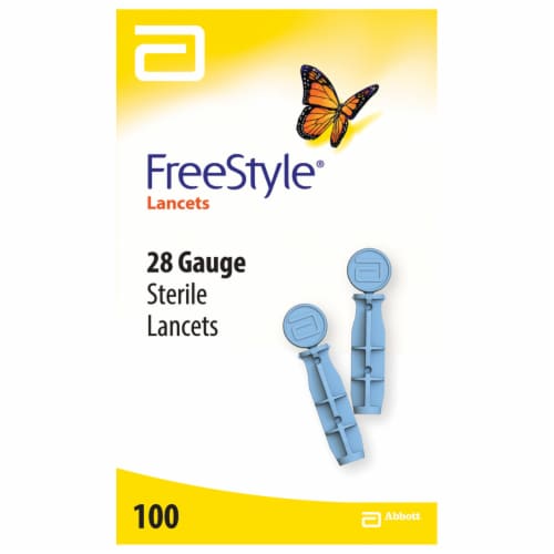 FreeStyle® Sterile 28 Gauge Lancets Perspective: front