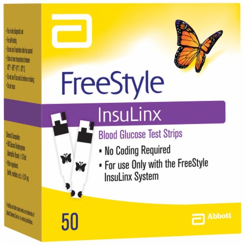FreeStyle InsuLinx Strips Blood Glucose Test Strips Perspective: front