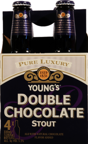 Young's Double Chocolate Stout Beer Bottles Perspective: front