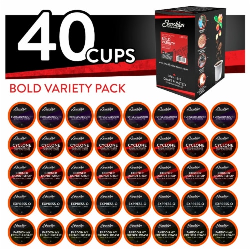 Brooklyn Beans Bold Variety Pack Coffee Pods for Keurig K-Cups Brewer, 40 count Perspective: front