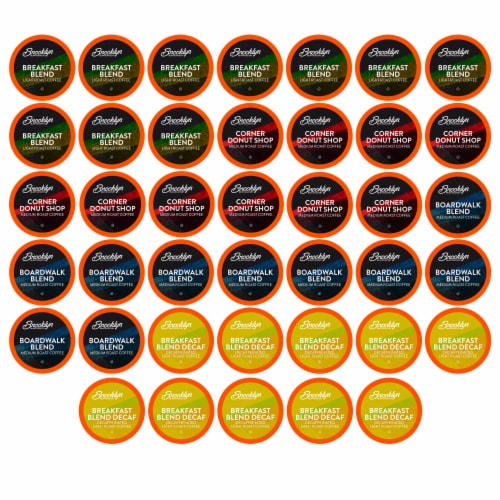 Brooklyn Beans Coffee Pods Breakfast Variety Sampler Pack Keurig K-Cups Maker, 40 count Perspective: front
