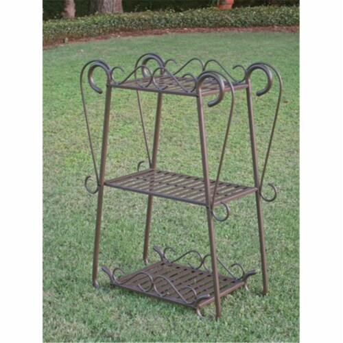 International Caravan Santa Fe Iron Nailhead 3-Tier Plant/Utility Shelf International Caravan Santa Fe Iron Nailhead 3-Tier Plant/Utility Shelf