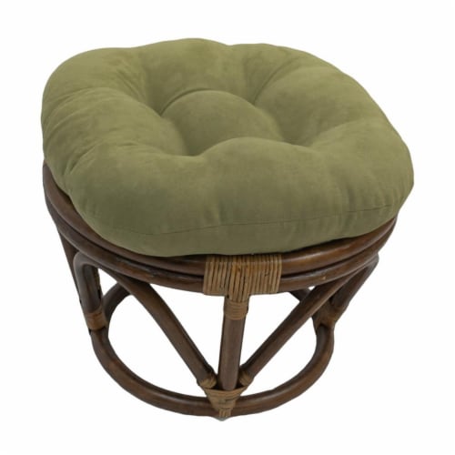 International Caravan 3301 MS SG Rattan Ottoman with Micro Suede