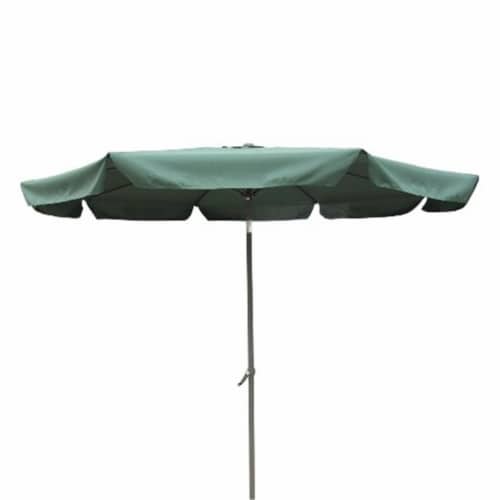 International Caravan YF-1104-3M and FG Outdoor 10 Foot Aluminum Umbrella with Flaps Forest G Perspective: front