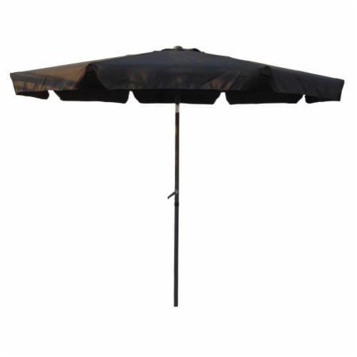 International Caravan YF-1104-3M-BK 10 ft. Outdoor Aluminum Umbrella with Flaps, Black Perspective: front