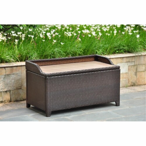 Resin wicker storage bench online