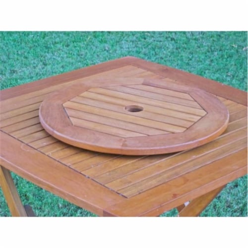 International Caravan  Royal Tahiti Outdoor 28 in. Round Lazy Susan with Umbrella Hole Perspective: front