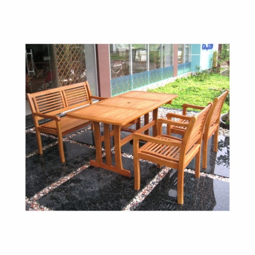 International Caravan RE-07-2B-52-1B-51-2CH Royal Tahiti Mallorca Patio Set, Stain - 5 Piece Perspective: front