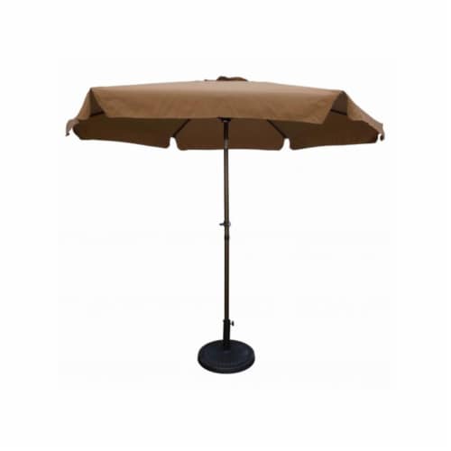 International Caravan YF-1104-2.7M-CH 9 ft. Outdoor Aluminum Umbrella with Flaps, Chocolate & Perspective: front