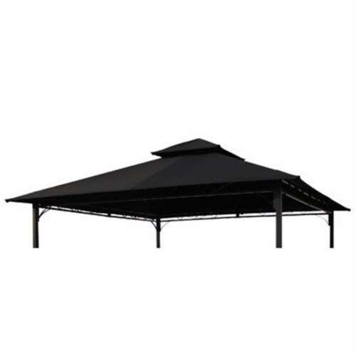 International Caravan YF-3136B-CNP- BK 10 ft. Gazebo Canopy St. Kitts Replacement Top, Black Perspective: front