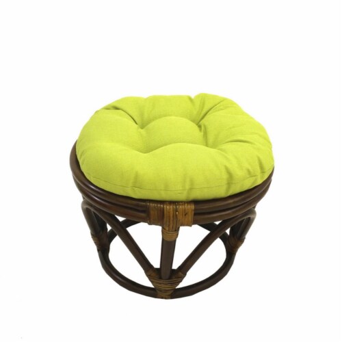 International Caravan Rattan Ottoman with Outdoor Fabric Cushion International Caravan Rattan Ottoman with Outdoor Fabric Cushion