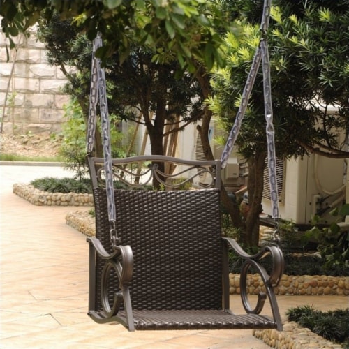 Plastic wicker porch 2025 swing