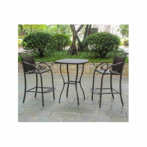 International Caravan Set of 3 Valencia Resin Wicker/Steel Bar Height Bistro Group