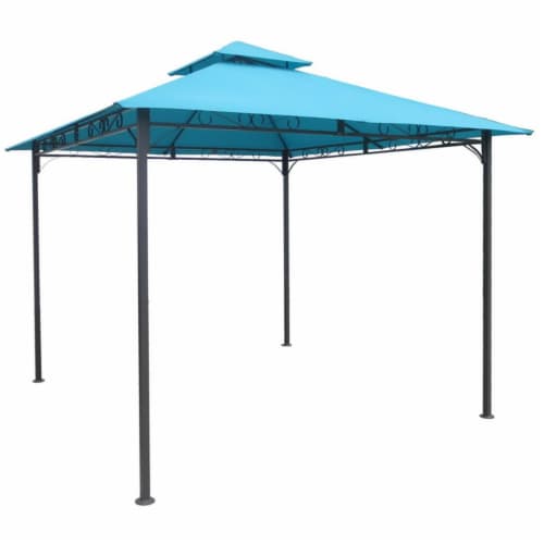 International Caravan YF-3136B-AB Square Vented Canopy Gazebo, Aqua Blue Perspective: front