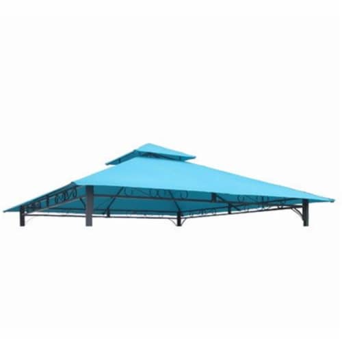 International Caravan YF-3136B-CNP- AB 10 ft. Gazebo Canopy St. Kitts Replacement Top, Aqua B Perspective: front