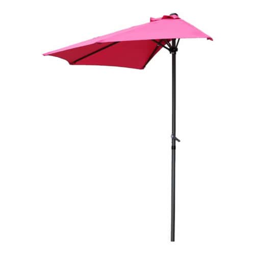 International Caravan YF-1147-2.7M-BB 9 ft. Half Round Wall Hugger Umbrella, Bery Berry Perspective: front