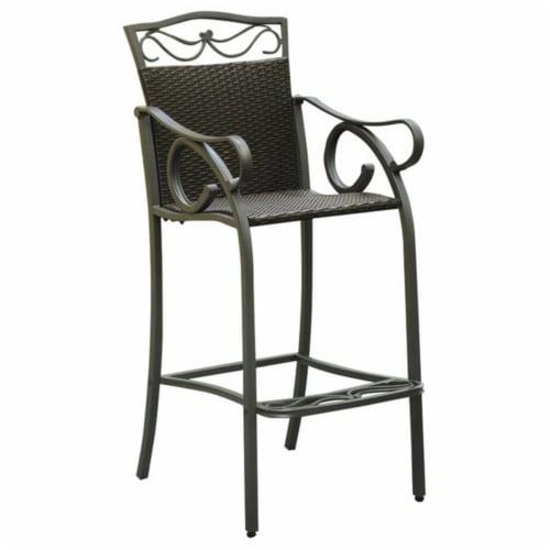 Set Of 2 Valencia Resin Wicker/Steel Bar Bistro Chairs -Black Perspective: front