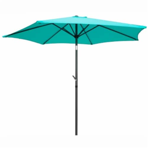 International Caravan YF-1104-2.5M-AB 8 ft.Outdoor Aluminum Umbrella, Aqua Blue Perspective: front