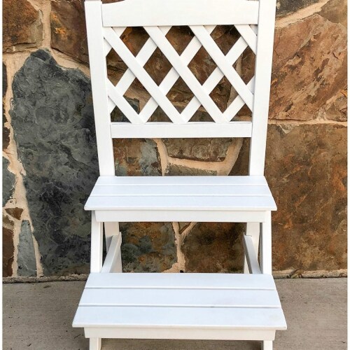 International Caravan TT-FB-015-AC-AWT Royal Fiji Acacia 2-Tier Trelis Plant Stand, Antique W Perspective: front