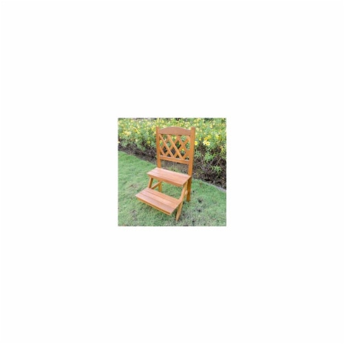 International Caravan Royal Fiji Acacia 2-Tier Trelis Plant Stand, Stain Perspective: front
