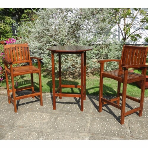 International Caravan Set of Two Highland Acacia Maine Bar Stool with Arms International Caravan Set of Two Highland Acacia Maine Bar Stool with Arms