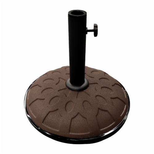 International Caravan 23700-11-CH 25 lbs Resin Compound Umbrella Base, Chocolate Perspective: front