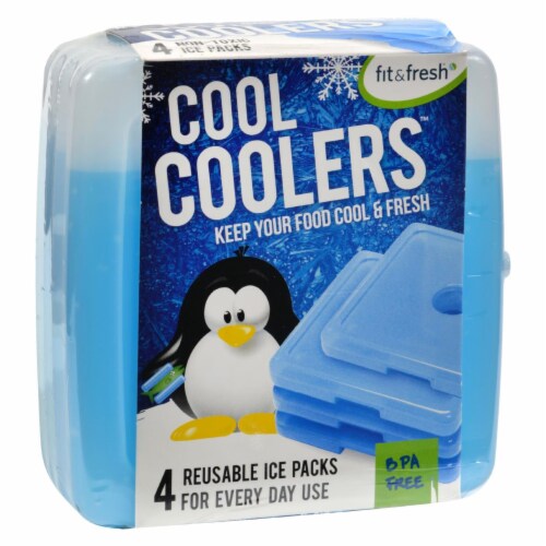 Fit and Fresh Cool Coolers Reusable Ice Packs - 4 pk - Blue, 4 pk