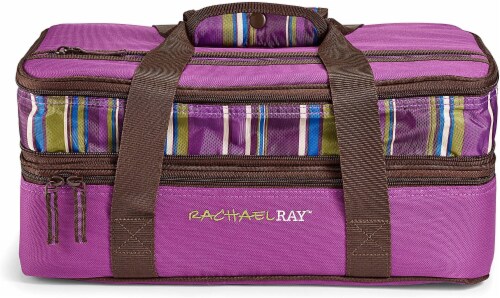 Rachael Ray Expandable Lasagna Lugger - Stripe Purple Perspective: front