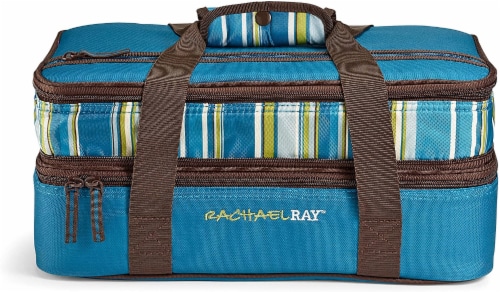 Fit and Fresh Rachael Ray Expandable Lasagna Lugger Stripe - Marine Blue Perspective: front