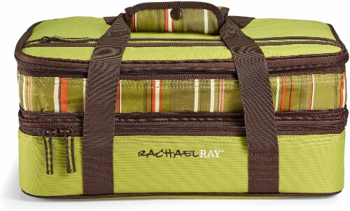 Rachael Ray Expandable Lasagna Lugger - Stripe Green Perspective: front