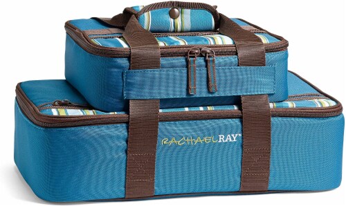Fit and Fresh Rachael Ray Lasagna Lugger Set - Marine Blue Stripe Perspective: front