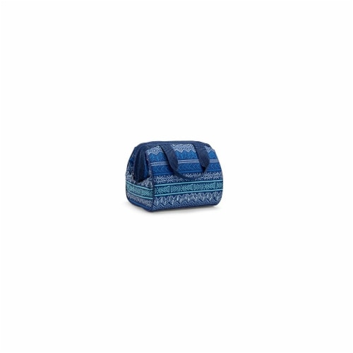 Medport Fit & Fresh Charlotte Tribal Print Lunch Kit, Blue & Green Perspective: front