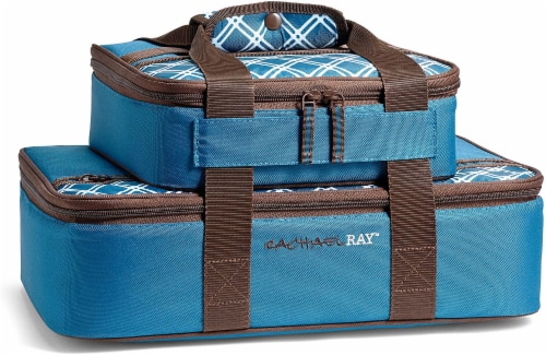 Rachael Ray Lugger Duo - Small Bias Plaid Marine Blue Perspective: front