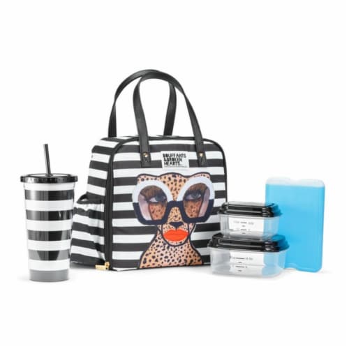 Fit & Fresh 2950BBHSC2970 Artist Collection Deluxe Lunch Kit, Black & White Stripes Perspective: front