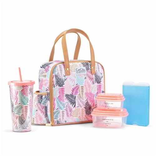 Fit & Fresh 2950CATSC3028 Artist Collection Deluxe Lunch Kit, Multi Color Palms Perspective: front
