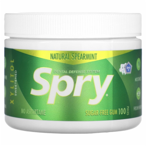 Xlear Spry Chewing Gum Natural Spearmint Sugar Free - 100 Pieces Perspective: front