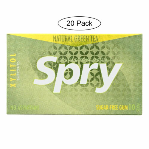 Spry® Natural Green Tea Sugar Free Gum Perspective: front