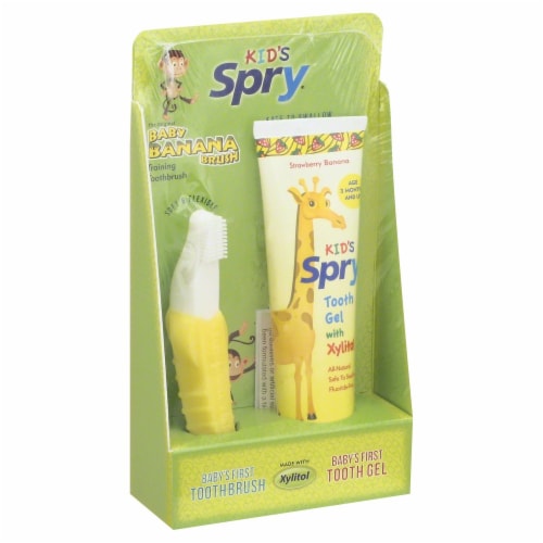 Spry Kid's Baby Banana Training Toothbrush Kit Perspective: front