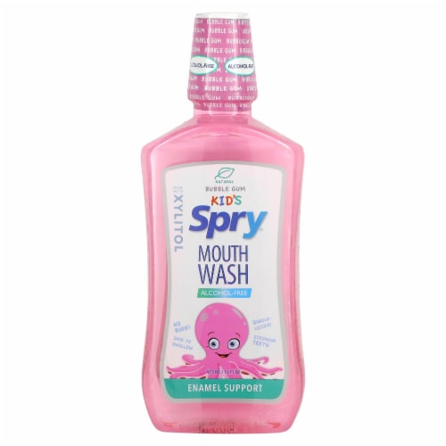 Xlear Kid's Spry Mouth Wash Enamel Support Alcohol-Free Natural Bubble Gum - 16 fl Perspective: front