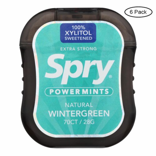 Spry Natural Wintergreen Sugar Free PowerMints Perspective: front