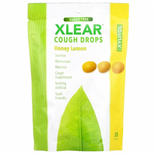 Xlear Cough Drops with Xylitol Sugar Free Honey Lemon 30 Drops, 30