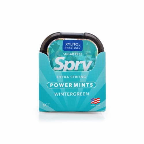 Spry Extra Strong Natural Wintergreen PowerMints Perspective: front