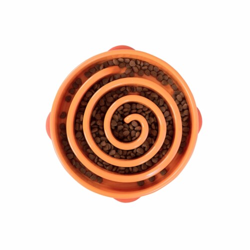 Outward Hound Fun Feeder Slo Bowl Swirl Small Orange 8 x 8 x 2.25 1 bowl Fred Meyer