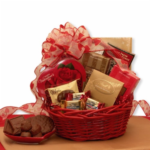 Chocolate Inspirations Valentine Gift Basket - valentines day candy - valentines day gifts Perspective: front