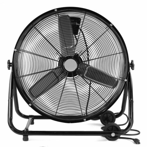 24" Industrial Rolling Drum Floor Fan Shop Adjustable Speed Fan, Black