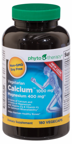 Phyto Therapy® Vegetarian Calcium 1000 mg with Magnesium 400 mg Dietary Supplement Perspective: front